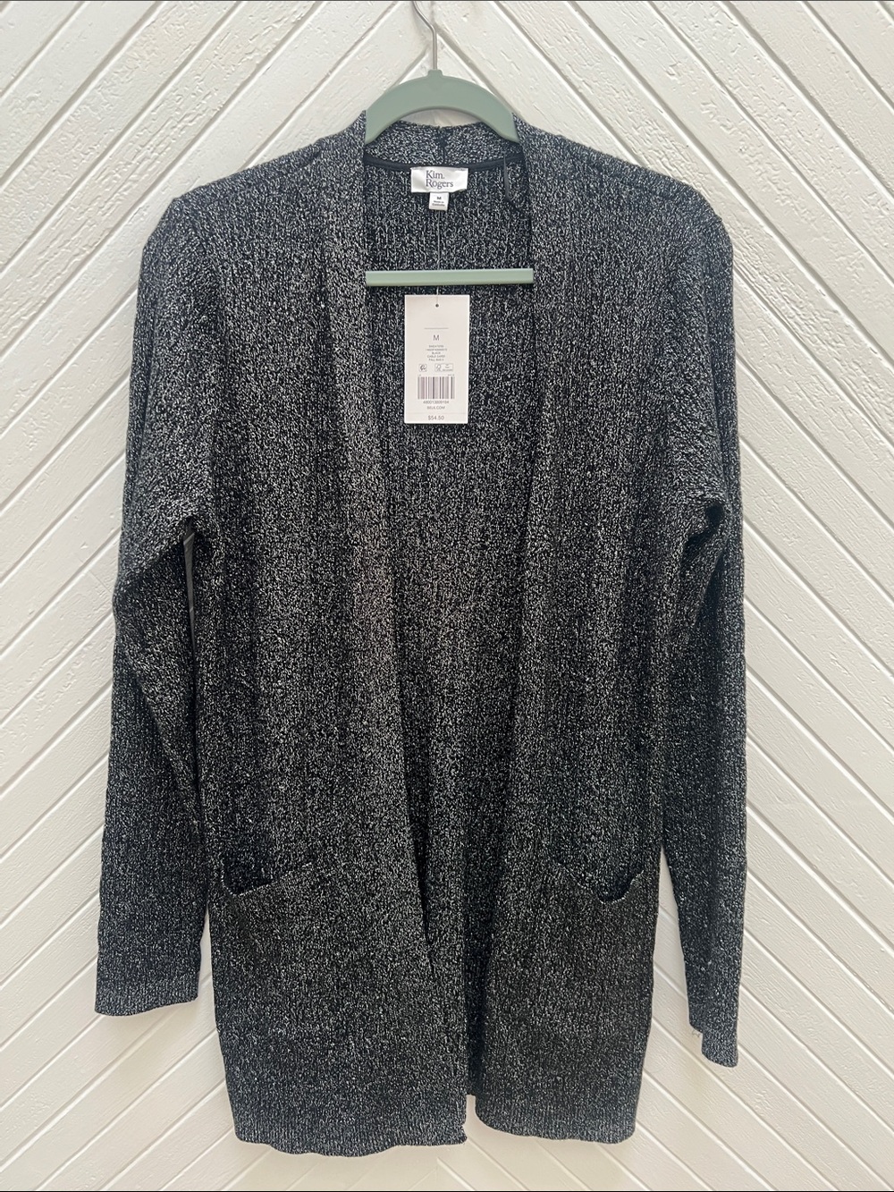 Kim Rogers Black Marled Open-Front Cardigan